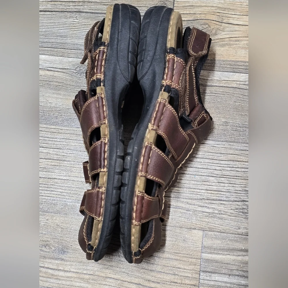 Skechers Fisherman Leather Sandals Men's 14 Brown Comfort Cushioned